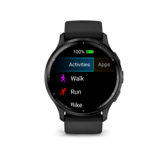 Lade das Bild in den Galerie-Viewer, Garmin | VENU 3 FEKETE, FEKETE KERETTEL, BŐR ÉS SZILIKON SZÍJJAL