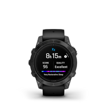 Kép betöltése a galériamegjelenítőbe: Garmin | EPIX PRO (GEN 2) SAPPHIRE 47 MM, KARBONSZÜRKE DLC, FEKETE SZILIKON SZÍJJAL (ED XD)
