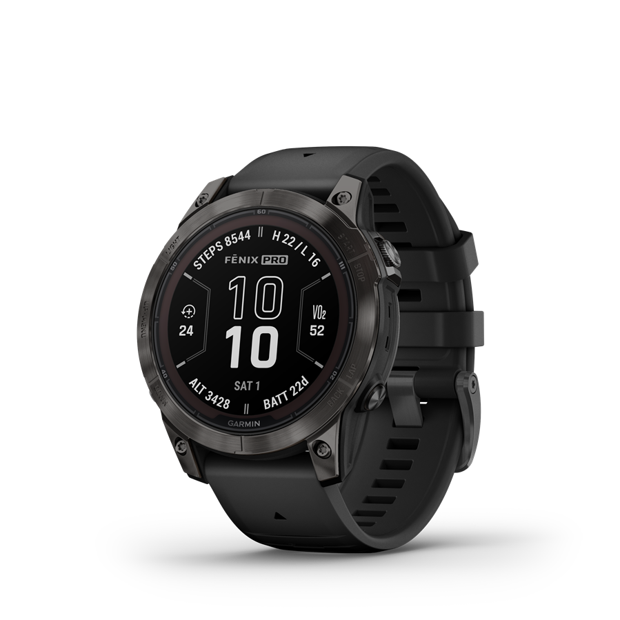 Garmin | FENIX 7 PRO SAPPHIRE SOLAR, SZÜRKE DLC TITÁNIUM, FEKETE SZILIKON SZÍJJAL (ED XD)