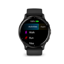 Lade das Bild in den Galerie-Viewer, Garmin | VENU 3 FEKETE, FEKETE KERETTEL, BŐR ÉS SZILIKON SZÍJJAL (ED)
